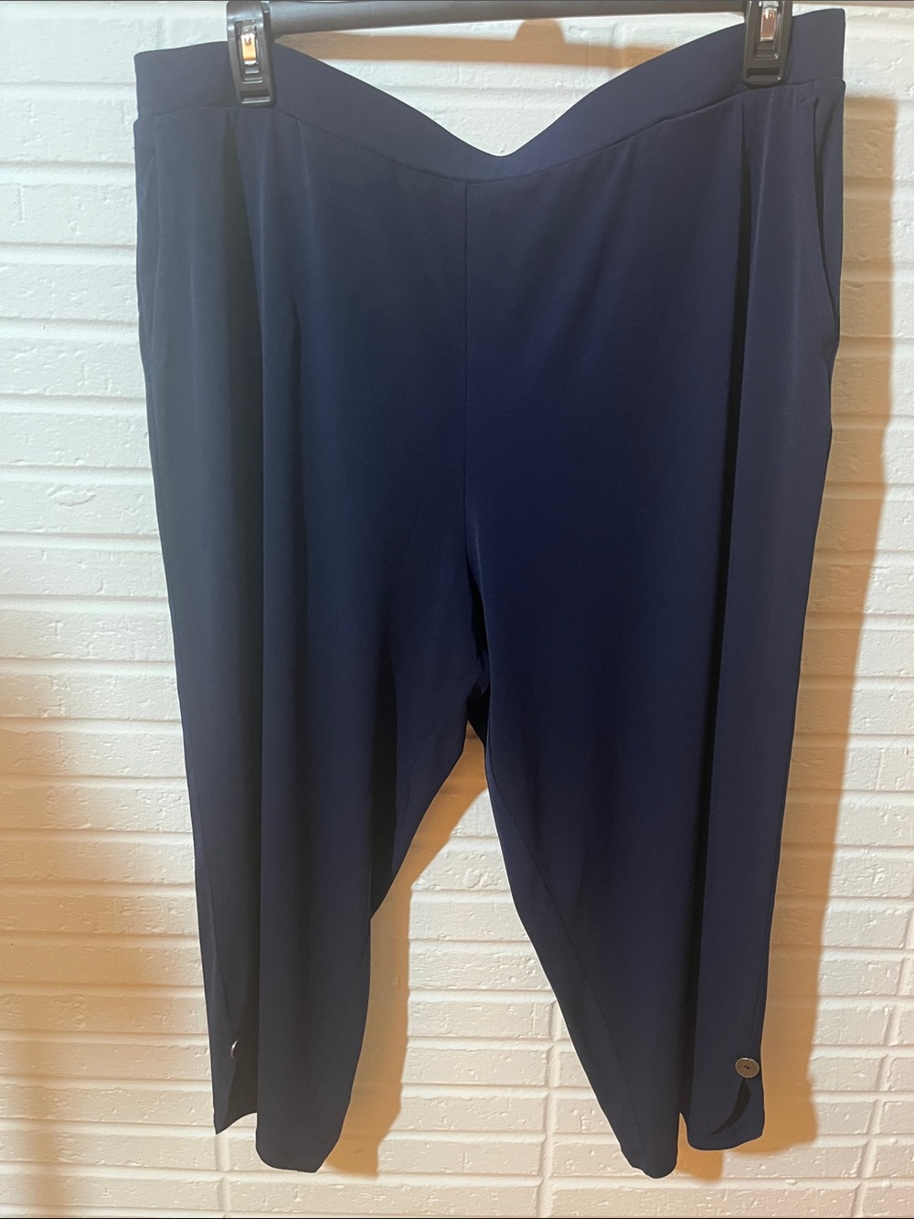 Women's Navy Elastic Waist Pull-On Dress Pants by Susan Graver